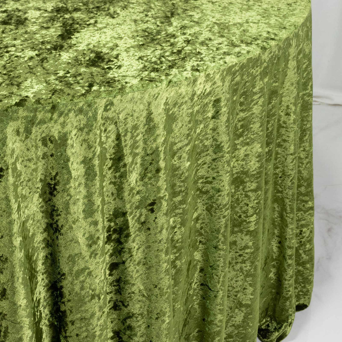 Premium Crushed Velvet 120" Round Tablecloth Dusty Sage Green - Reusable Soft & Stylish Seamless Tab