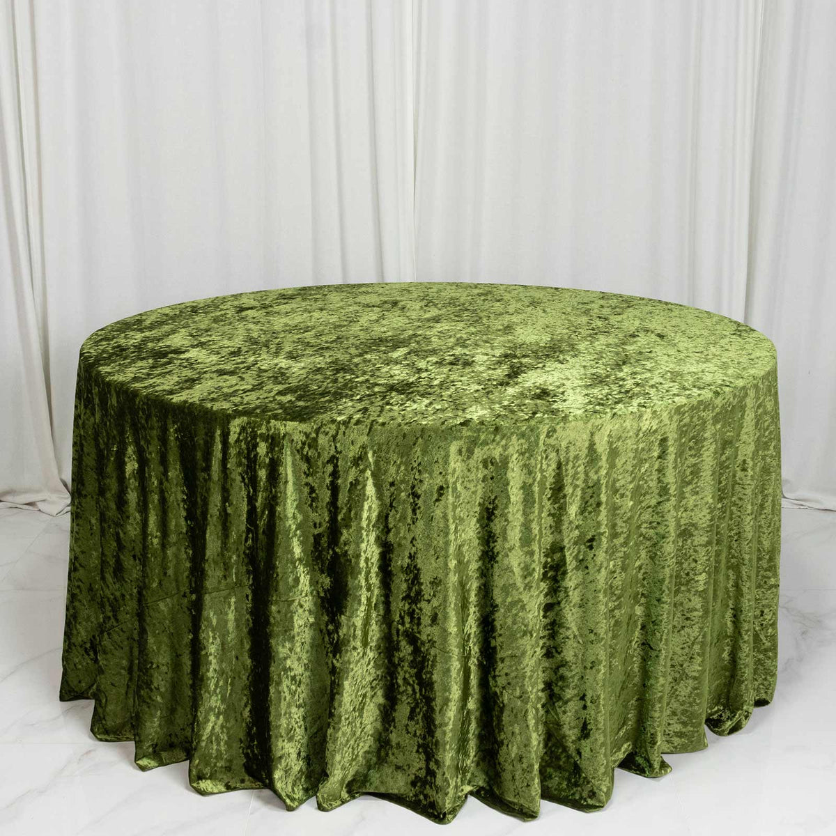 Premium Crushed Velvet 120" Round Tablecloth Dusty Sage Green - Reusable Soft & Stylish Seamless Tab