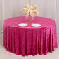 120" Fuchsia Premium Crushed Velvet Round Tablecloth for 5 Foot Table With Floor-Length Drop