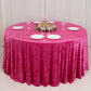 120" Fuchsia Premium Crushed Velvet Round Tablecloth for 5 Foot Table With Floor-Length Drop