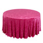 120" Fuchsia Premium Crushed Velvet Round Tablecloth for 5 Foot Table With Floor-Length Drop