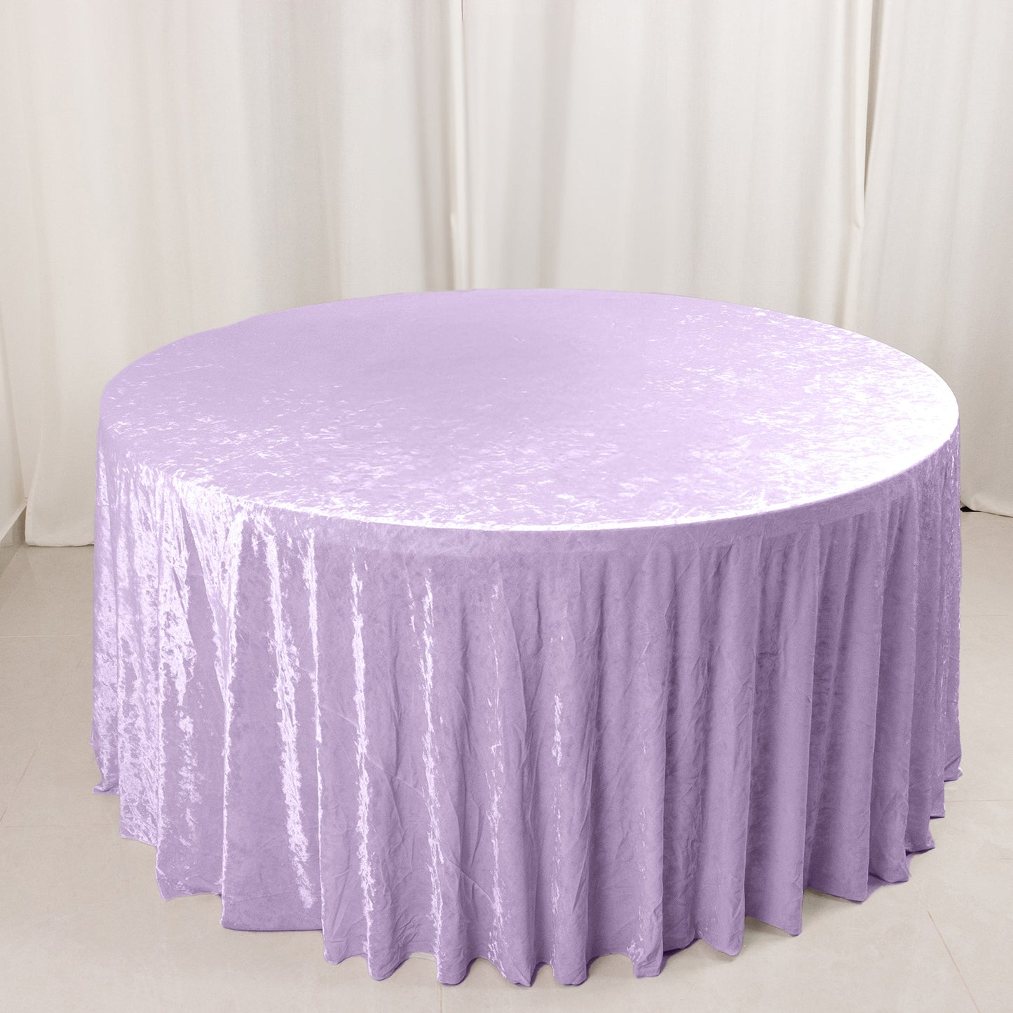 Premium Crushed Velvet 120" Round Tablecloth Lavender Lilac - Reusable Soft & Stylish Seamless Table