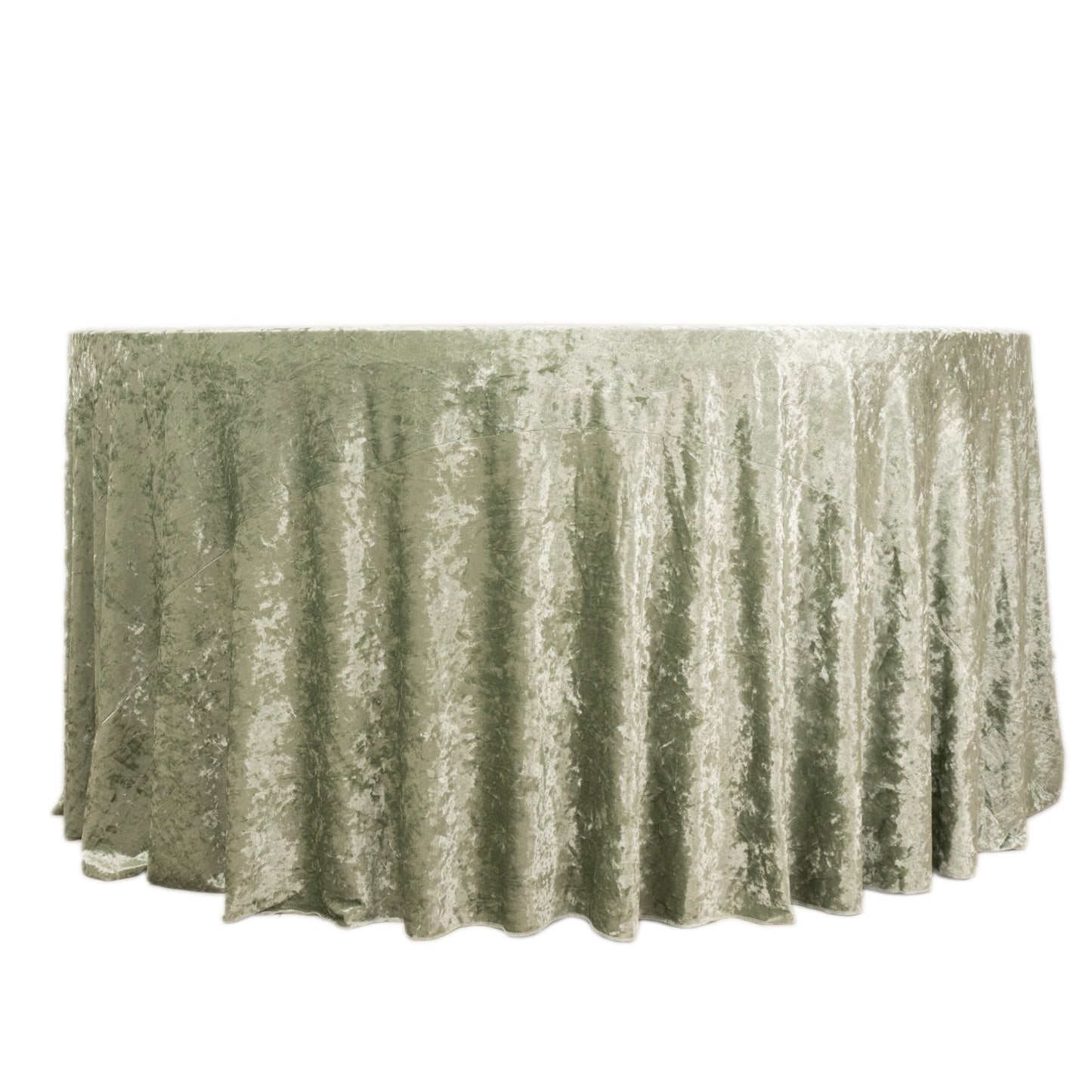 120" Sage Green Premium Crushed Velvet Round Tablecloth