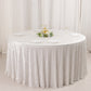 120" White Premium Crushed Velvet Round Tablecloth for 5 Foot Table With Floor-Length Drop
