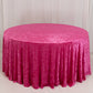 Premium Crushed 132" Round Velvet Tablecloth Fuchsia - Wrinkle-Resistant Seamless Table Cover