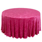 Premium Crushed 132" Round Velvet Tablecloth Fuchsia - Wrinkle-Resistant Seamless Table Cover