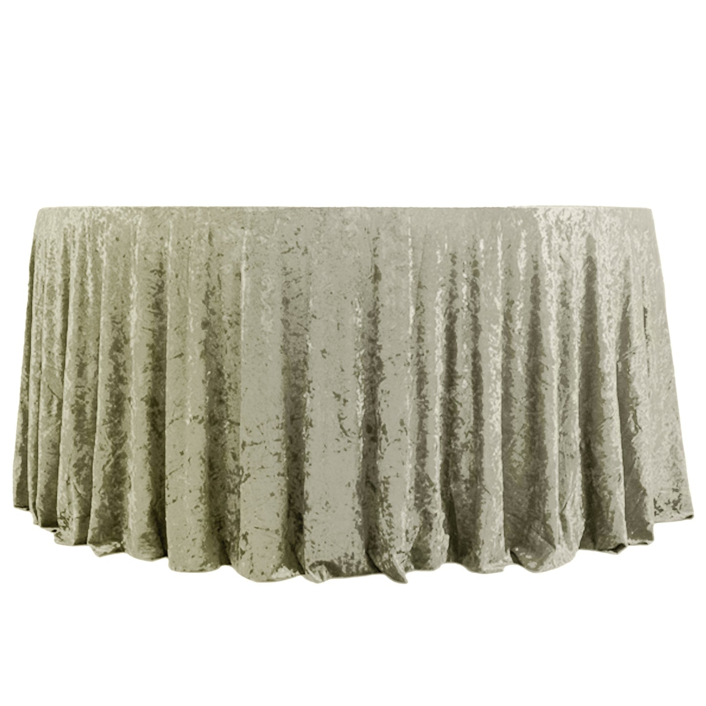 Premium Crushed 132" Round Velvet Tablecloth Sage Green - Wrinkle-Resistant Seamless Table Cover