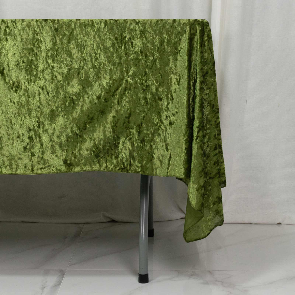 Premium Crushed Velvet 60"x102" Rectangle Tablecloth Dusty Sage Green - Reusable Soft Table Cover