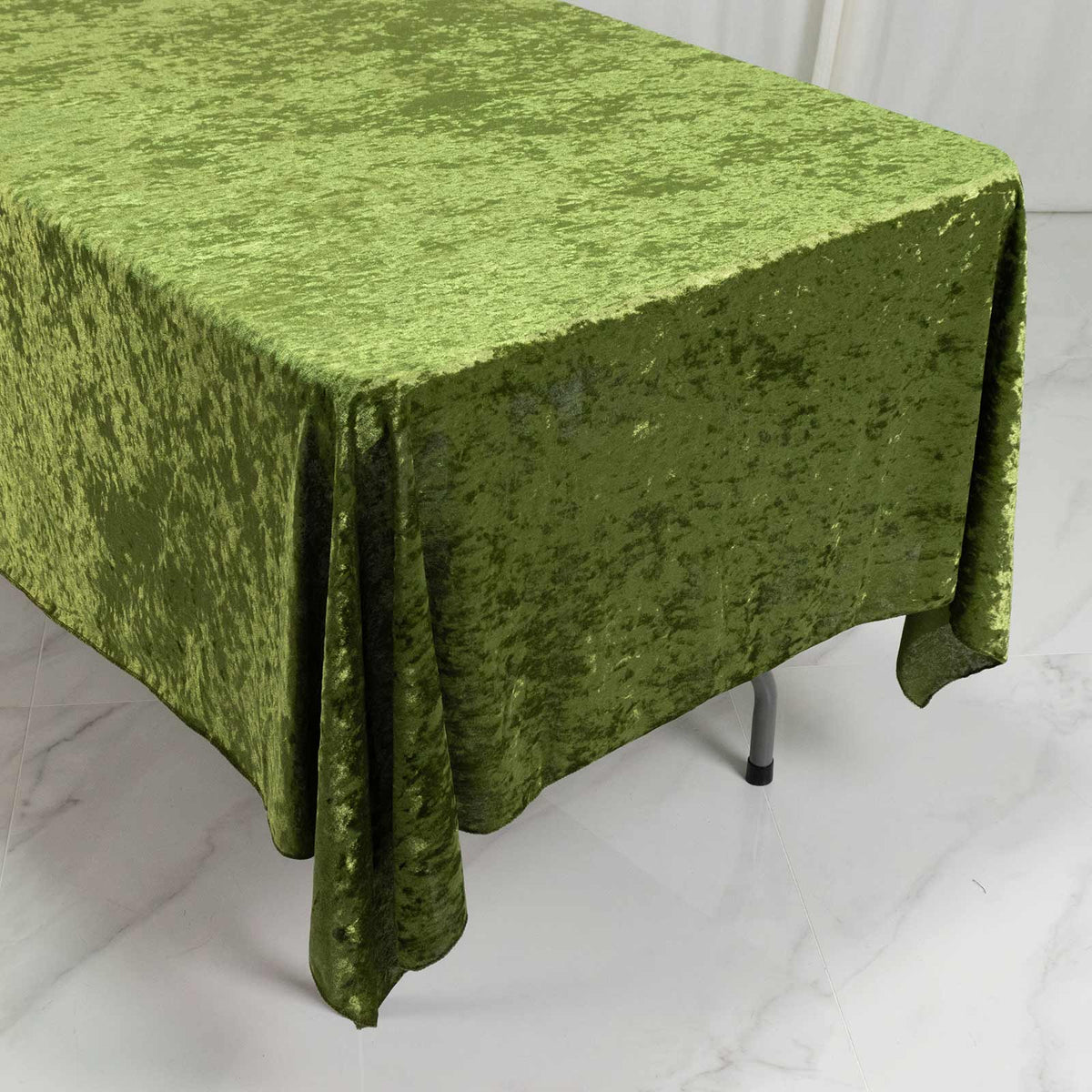 Premium Crushed Velvet 60"x102" Rectangle Tablecloth Dusty Sage Green - Reusable Soft Table Cover