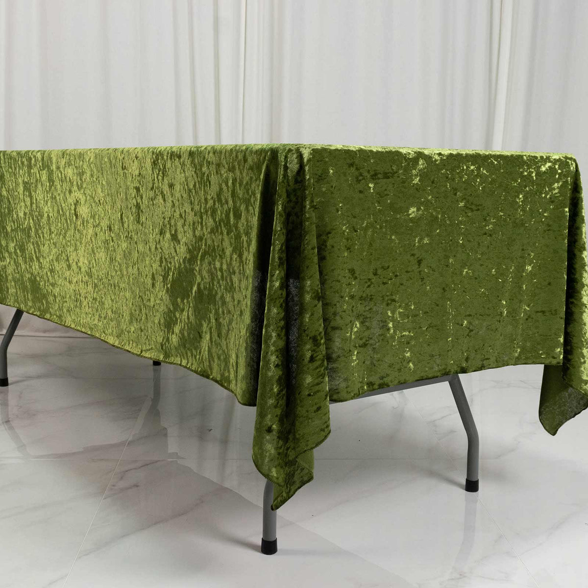 Premium Crushed Velvet 60"x102" Rectangle Tablecloth Dusty Sage Green - Reusable Soft Table Cover