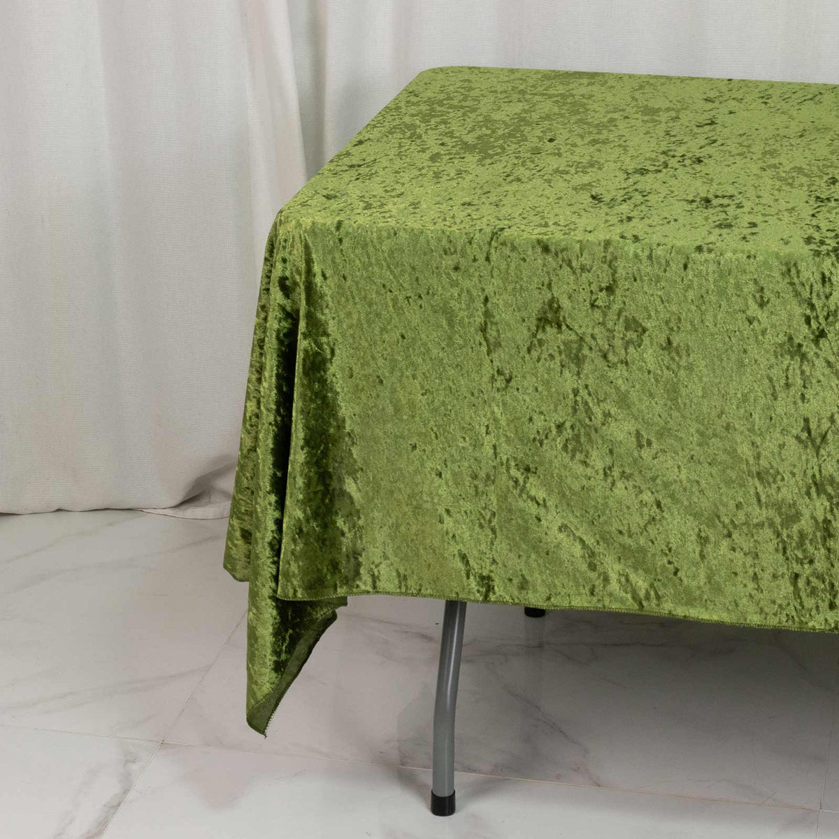 Premium Crushed Velvet 60"x102" Rectangle Tablecloth Dusty Sage Green - Reusable Soft Table Cover