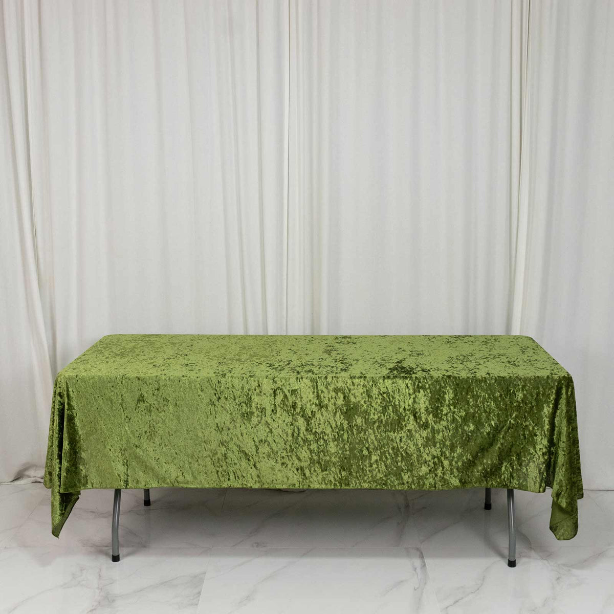 Premium Crushed Velvet 60"x102" Rectangle Tablecloth Dusty Sage Green - Reusable Soft Table Cover