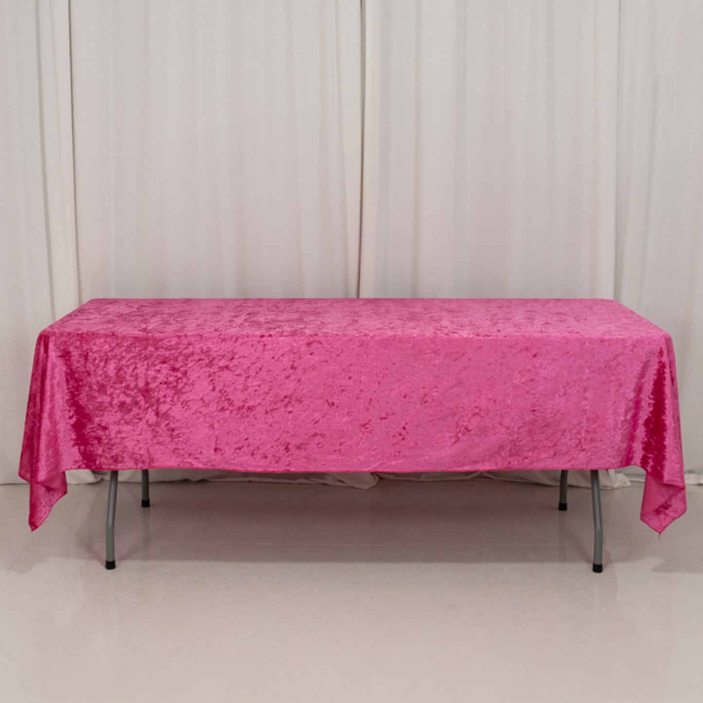 60"x102" Fuchsia Premium Crushed Velvet Rectangular Tablecloth