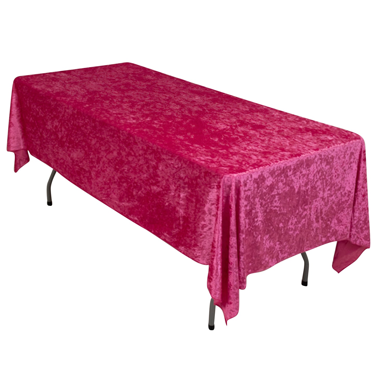 60"x102" Fuchsia Premium Crushed Velvet Rectangular Tablecloth