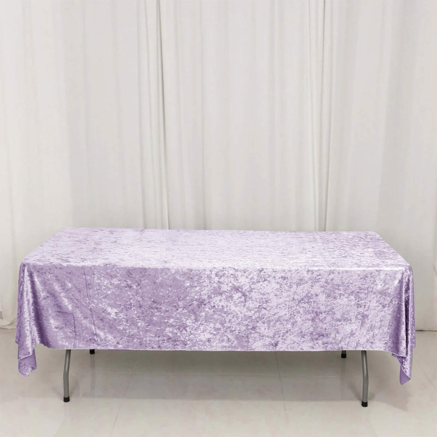 Premium Crushed Velvet 60"x102" Rectangle Tablecloth Lavender Lilac - Reusable Soft Table Cover