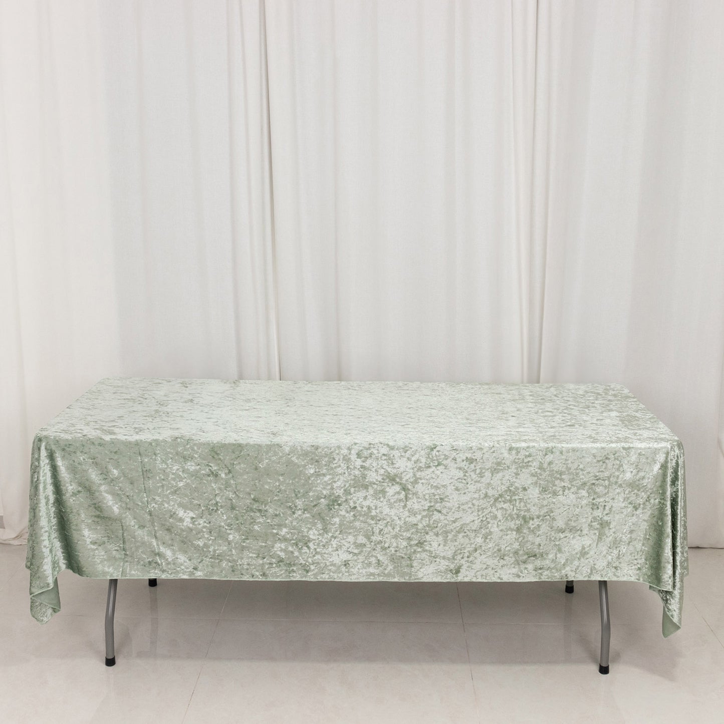 60"x102" Sage Green Premium Crushed Velvet Rectangular Tablecloth