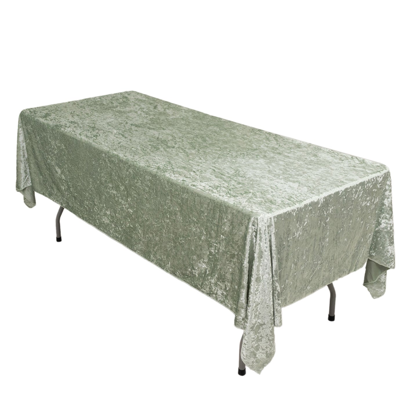 60"x102" Sage Green Premium Crushed Velvet Rectangular Tablecloth