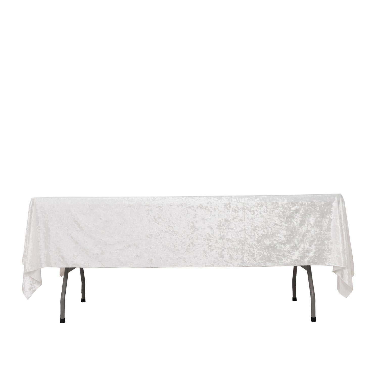 60"x102" White Premium Crushed Velvet Rectangular Tablecloth