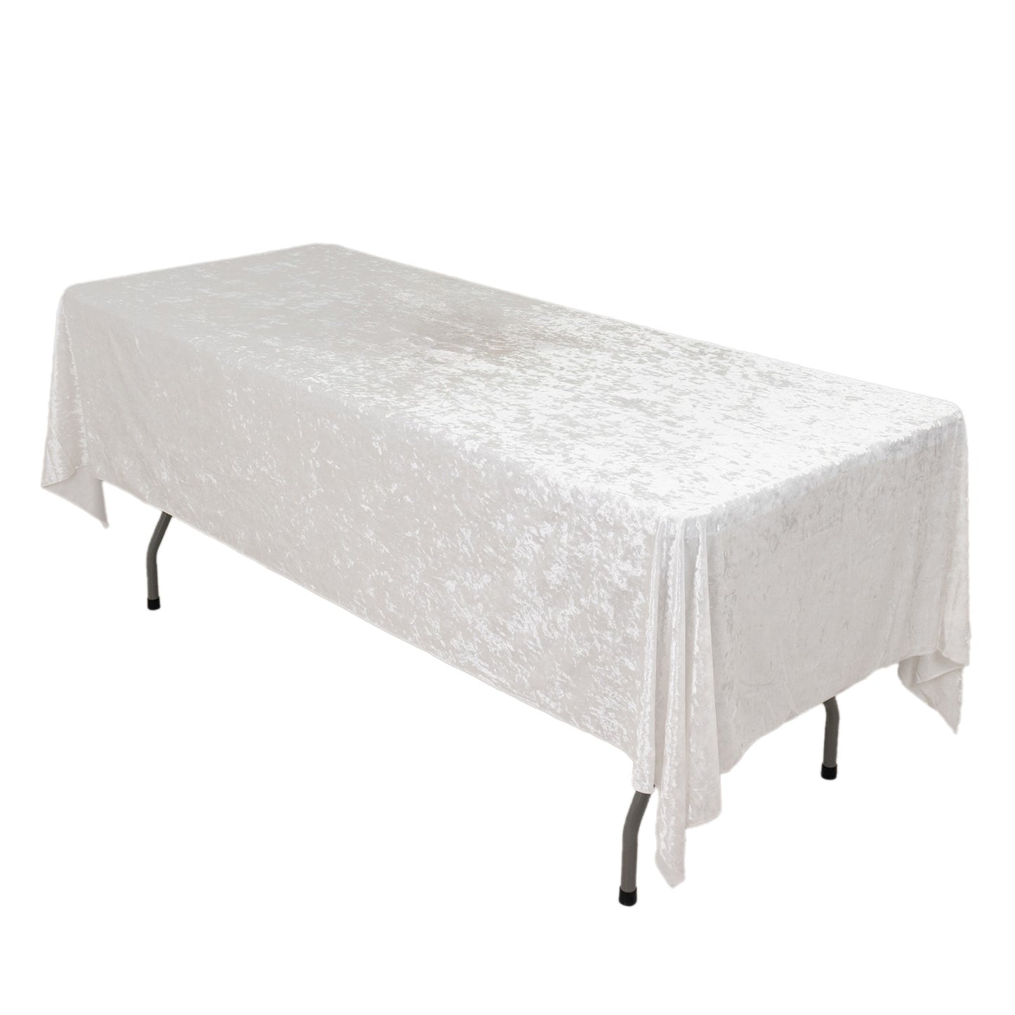 60"x102" White Premium Crushed Velvet Rectangular Tablecloth