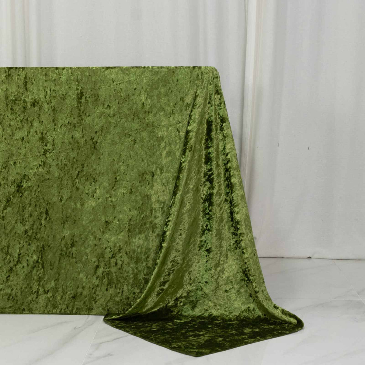 Premium Crushed Velvet 90"x132" Rectangle Tablecloth Dusty Sage Green - Reusable Soft & Seamless Tab