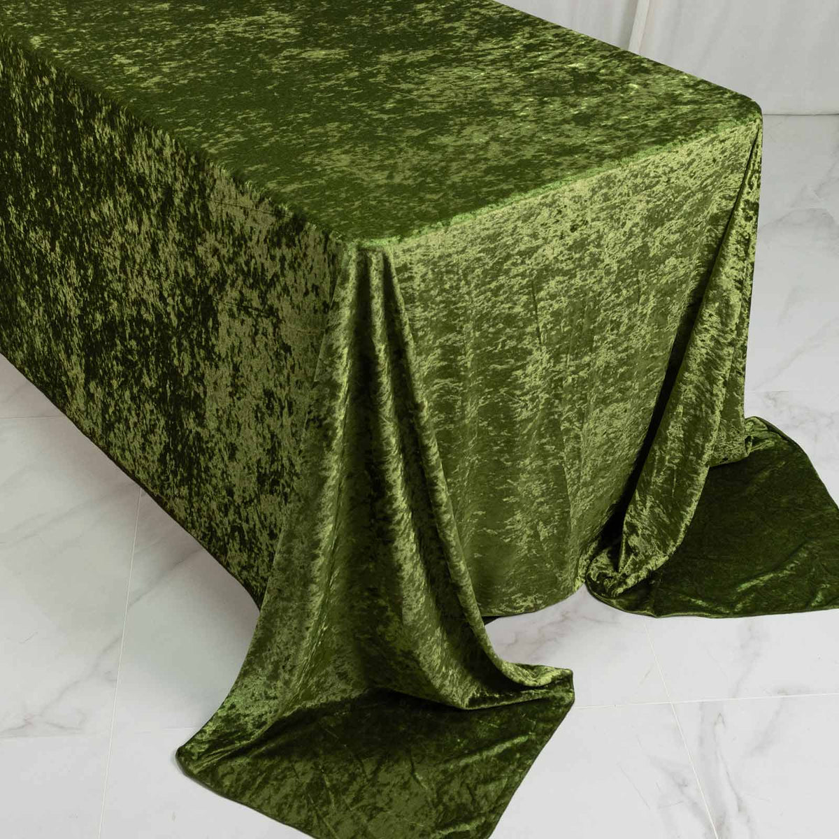 Premium Crushed Velvet 90"x132" Rectangle Tablecloth Dusty Sage Green - Reusable Soft & Seamless Tab