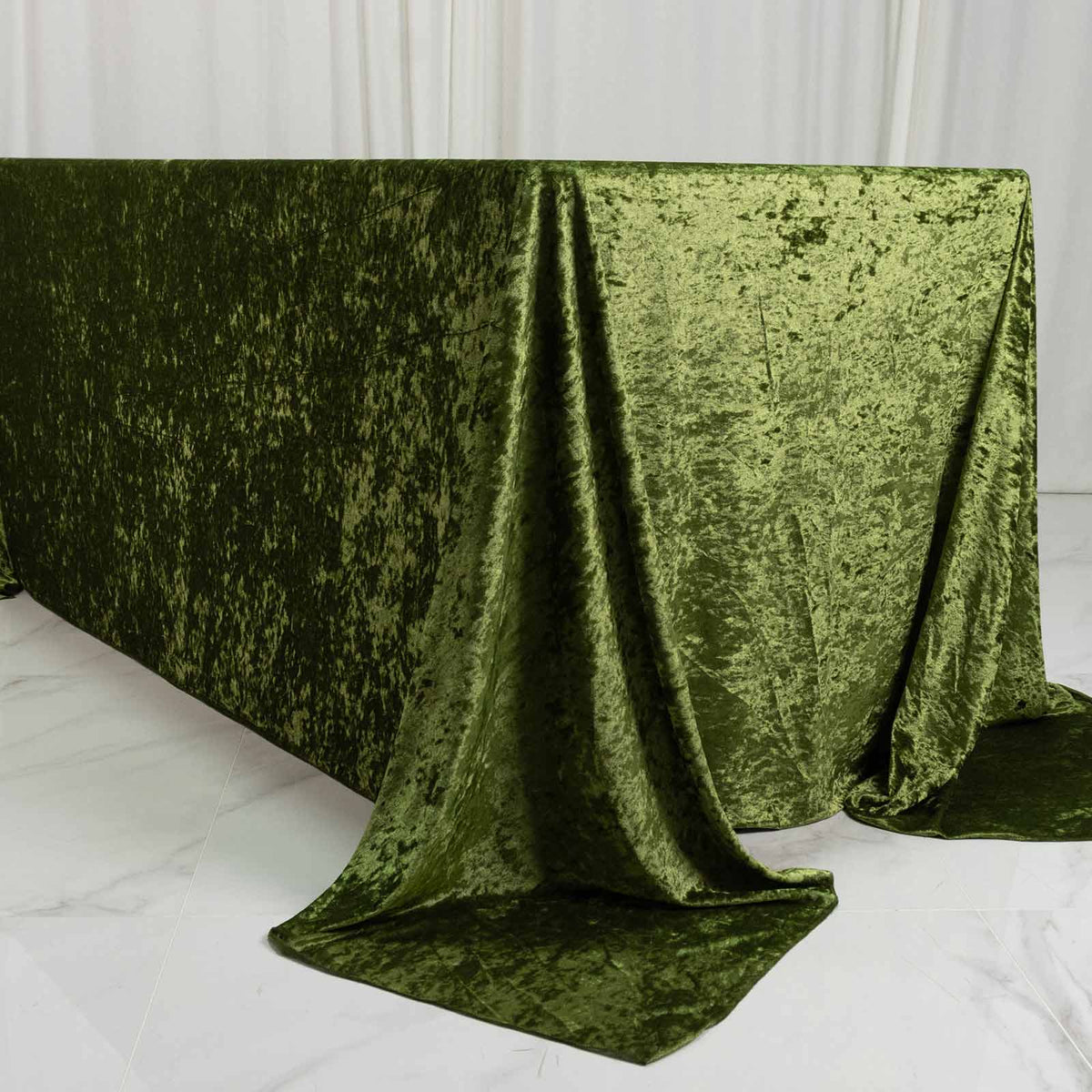 Premium Crushed Velvet 90"x132" Rectangle Tablecloth Dusty Sage Green - Reusable Soft & Seamless Tab