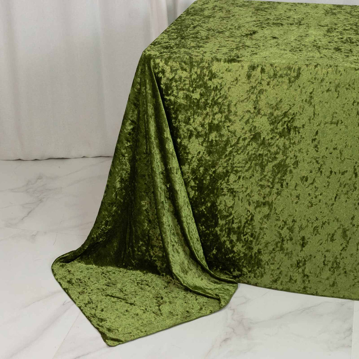 Premium Crushed Velvet 90"x132" Rectangle Tablecloth Dusty Sage Green - Reusable Soft & Seamless Tab