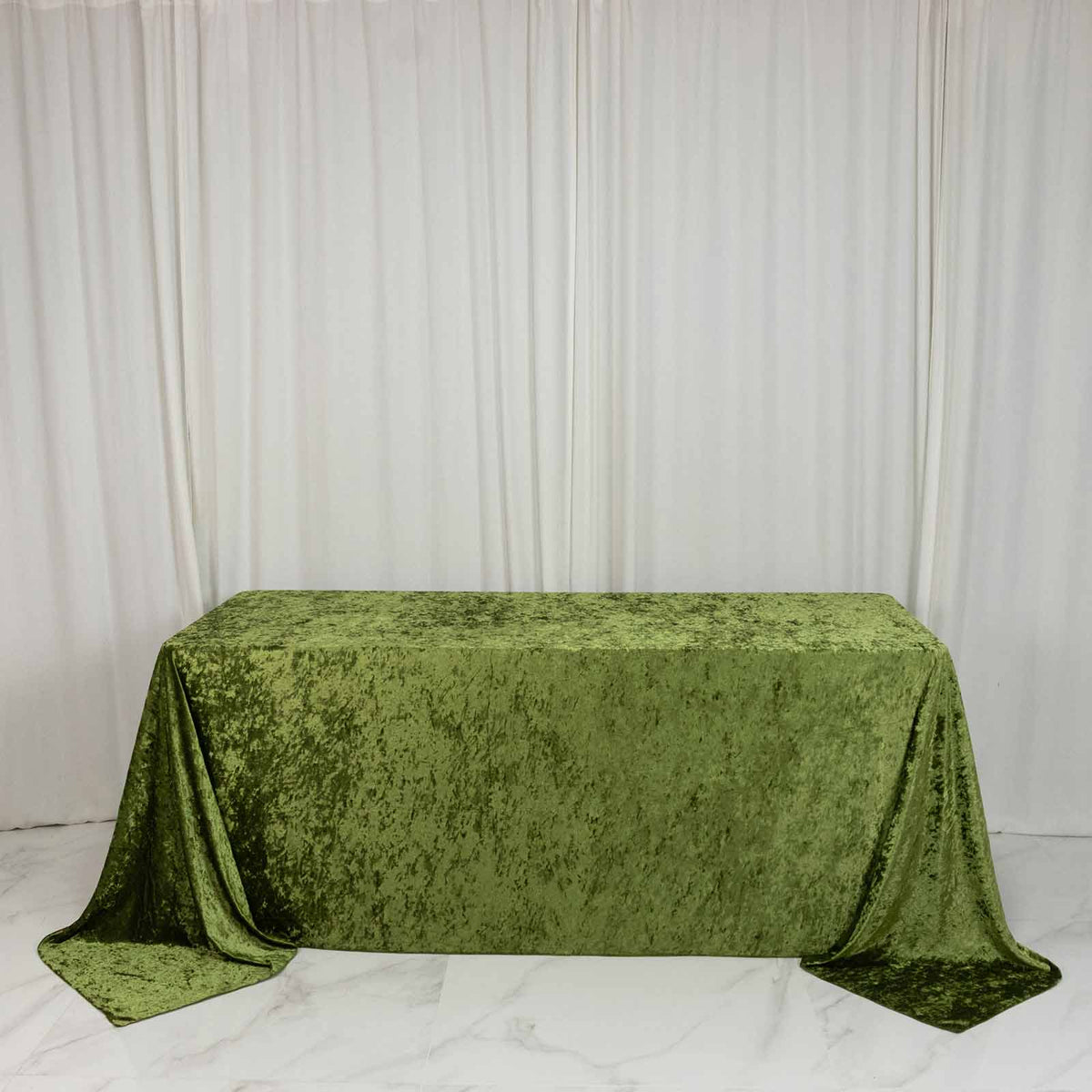 Premium Crushed Velvet 90"x132" Rectangle Tablecloth Dusty Sage Green - Reusable Soft & Seamless Tab
