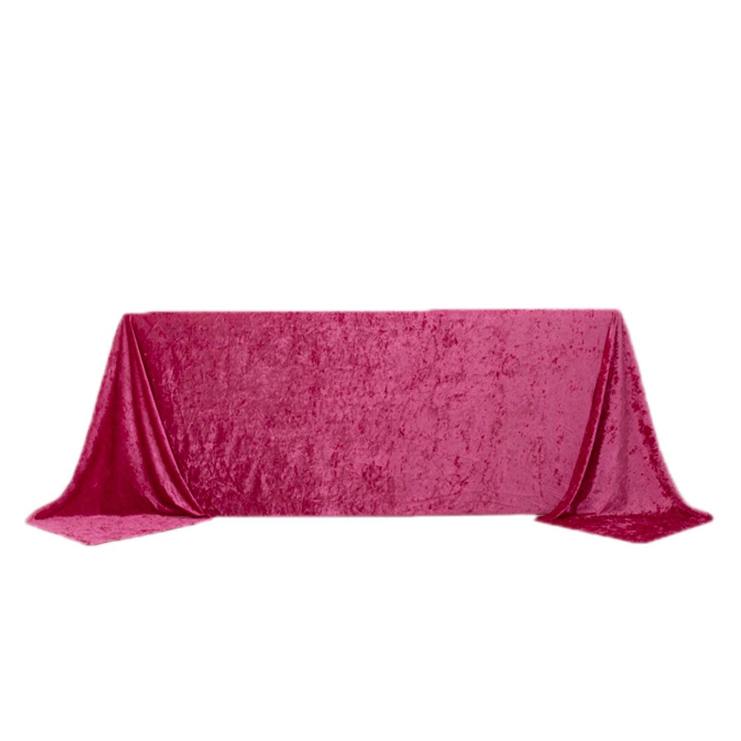 90"x132" Fuchsia Seamless Premium Crushed Velvet Rectangular Tablecloth for 6 Foot Table With Floor-Length Drop