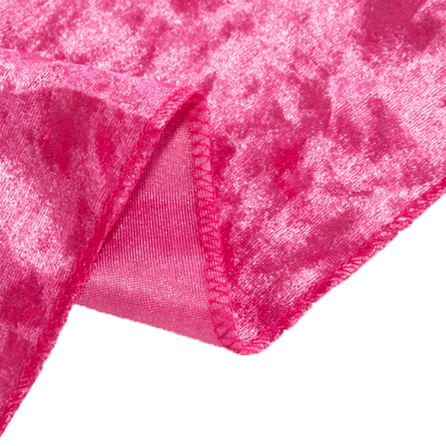 90"x132" Fuchsia Seamless Premium Crushed Velvet Rectangular Tablecloth for 6 Foot Table With Floor-Length Drop