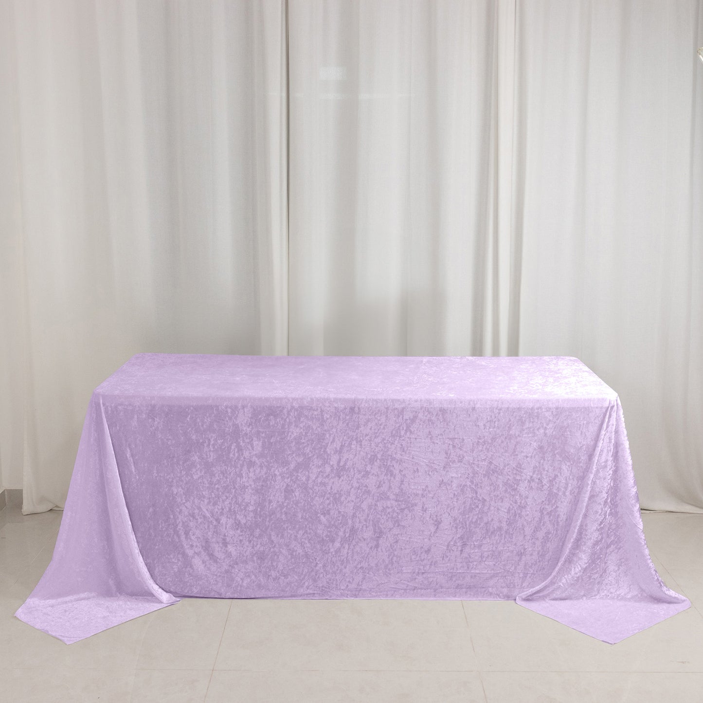 Premium Crushed Velvet 90"x132" Rectangle Tablecloth Lavender Lilac - Reusable Soft & Seamless Table