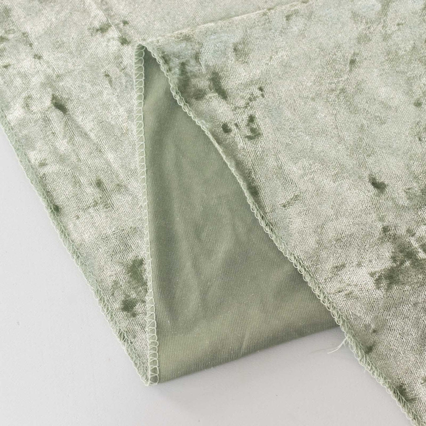 90"x132" Sage Green Seamless Premium Crushed Velvet Rectangular Tablecloth