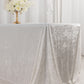 90"x132" White Seamless Premium Crushed Velvet Rectangular Tablecloth for 6 Foot Table With Floor-Length Drop