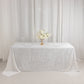 90"x132" White Seamless Premium Crushed Velvet Rectangular Tablecloth for 6 Foot Table With Floor-Length Drop