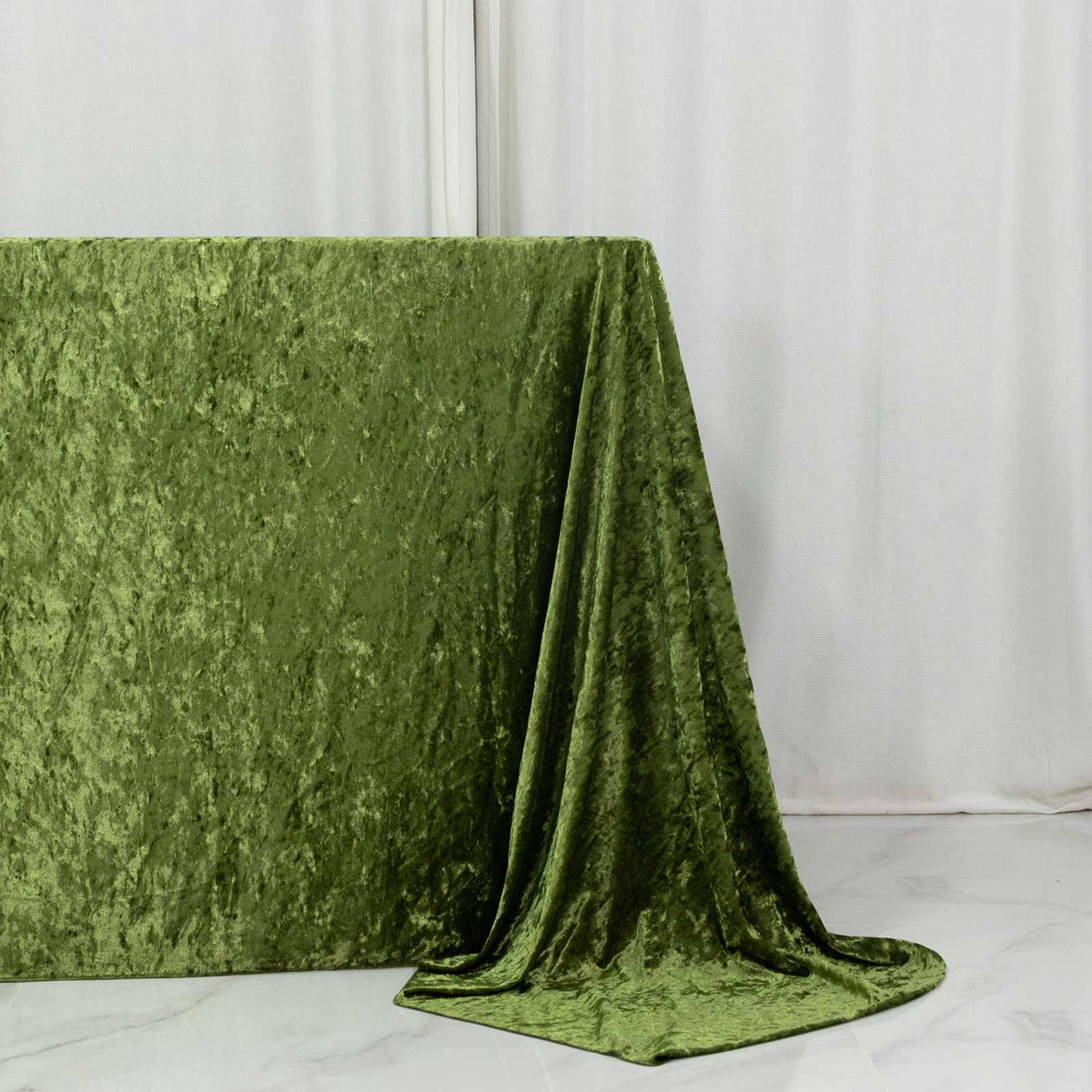 Premium Crushed Velvet 90"x156" Rectangle Tablecloth Dusty Sage Green - Reusable Soft & Sophisticate