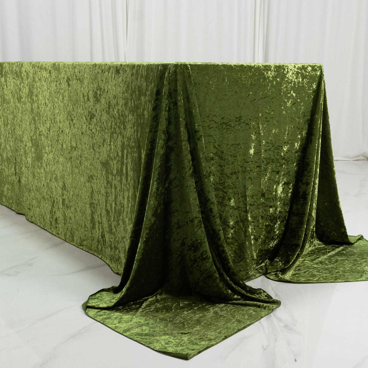 Premium Crushed Velvet 90"x156" Rectangle Tablecloth Dusty Sage Green - Reusable Soft & Sophisticate