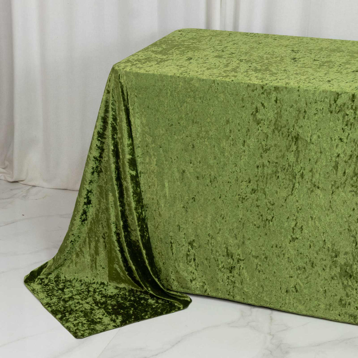 Premium Crushed Velvet 90"x156" Rectangle Tablecloth Dusty Sage Green - Reusable Soft & Sophisticate