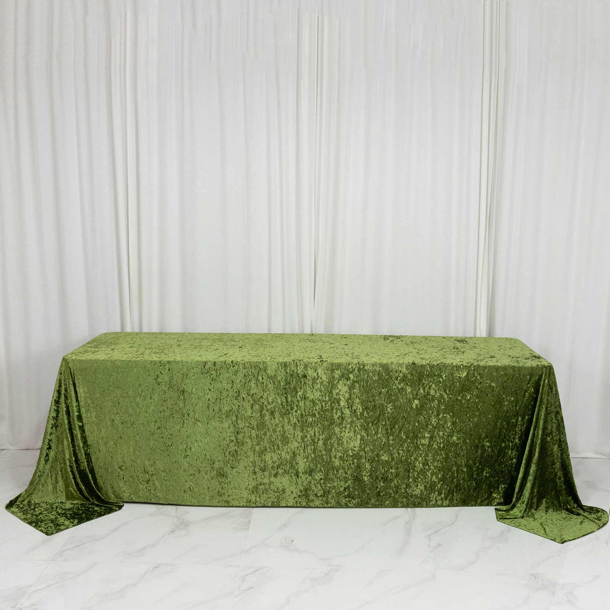 Premium Crushed Velvet 90"x156" Rectangle Tablecloth Dusty Sage Green - Reusable Soft & Sophisticate