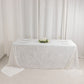 90"x156" White Seamless Premium Crushed Velvet Rectangular Tablecloth for 8 Foot Table With Floor-Length Drop