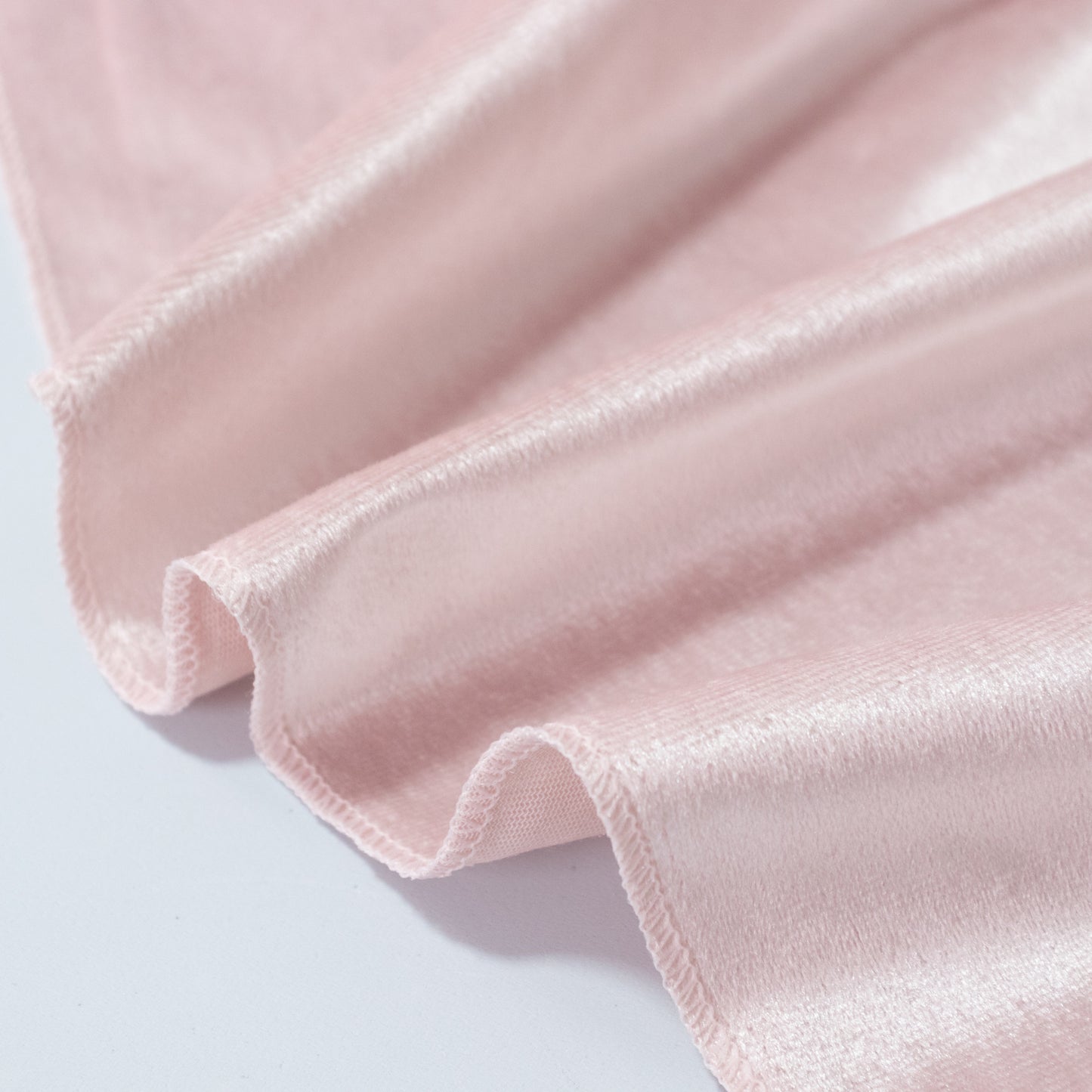 Blush velvet round tablecloth, soft and reusable.