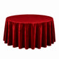 Premium red velvet round tablecloth, seamless and reusable.