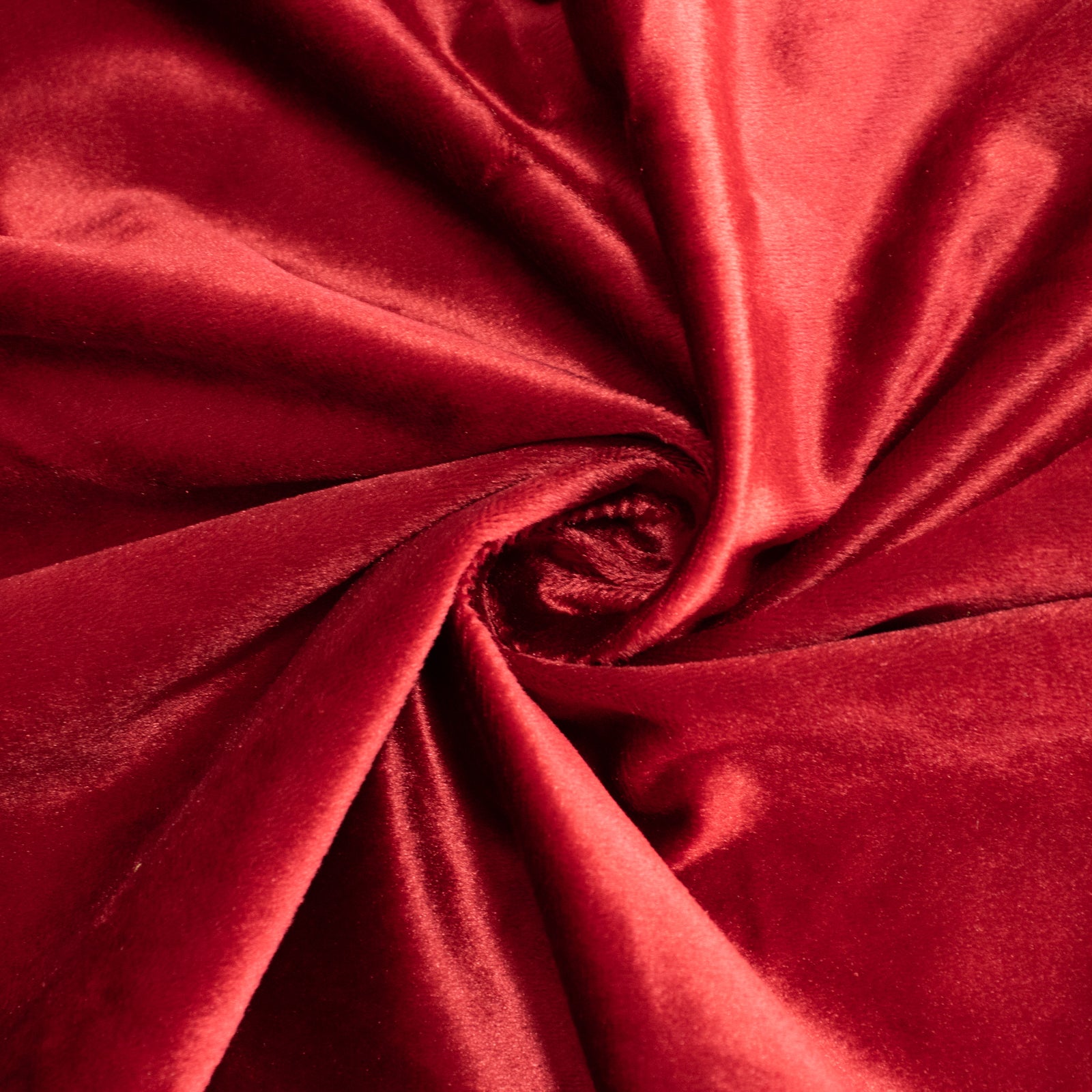 Premium red velvet round tablecloth, soft and seamless design.
