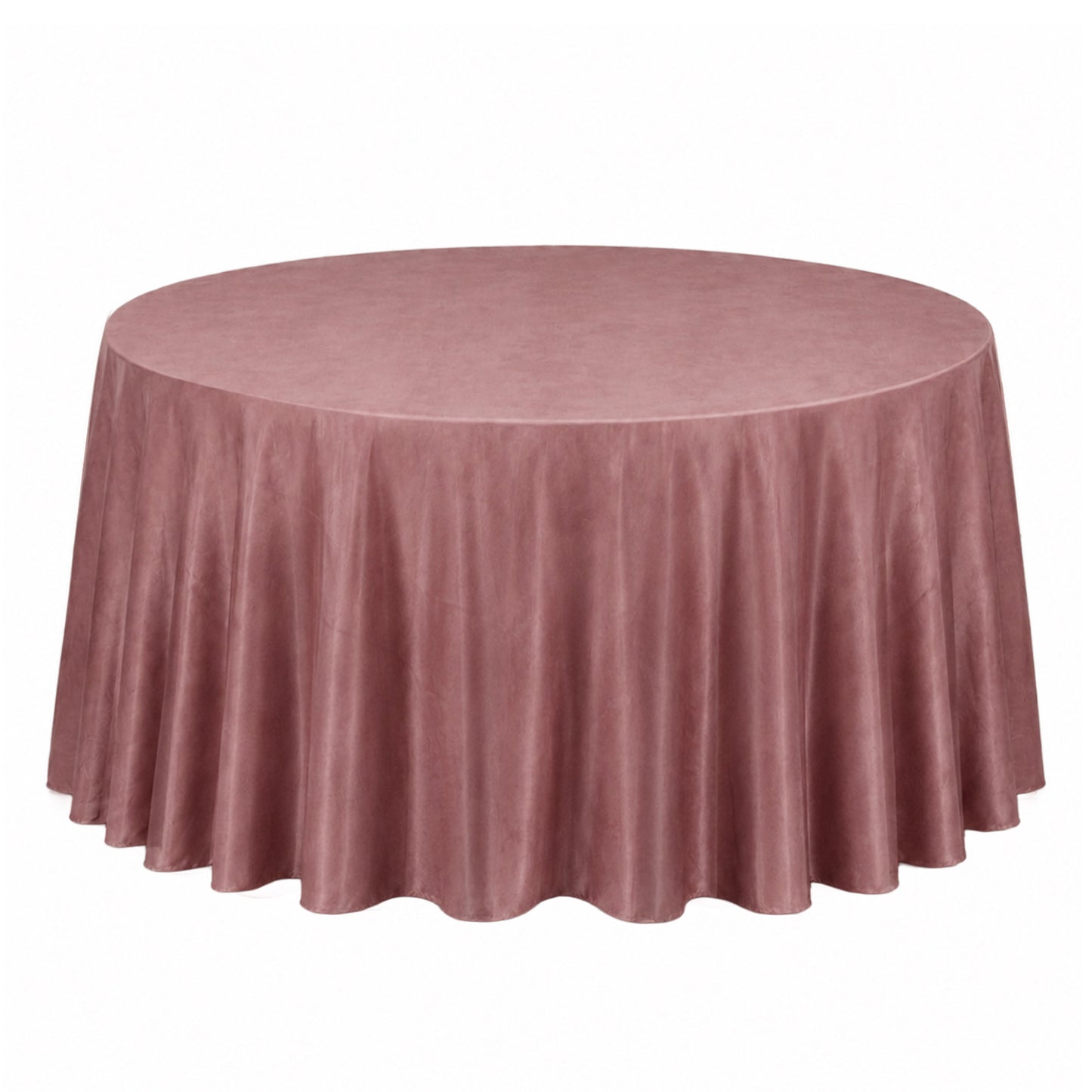 Dusty rose round tablecloth, soft and seamless, perfect for elegant dining.