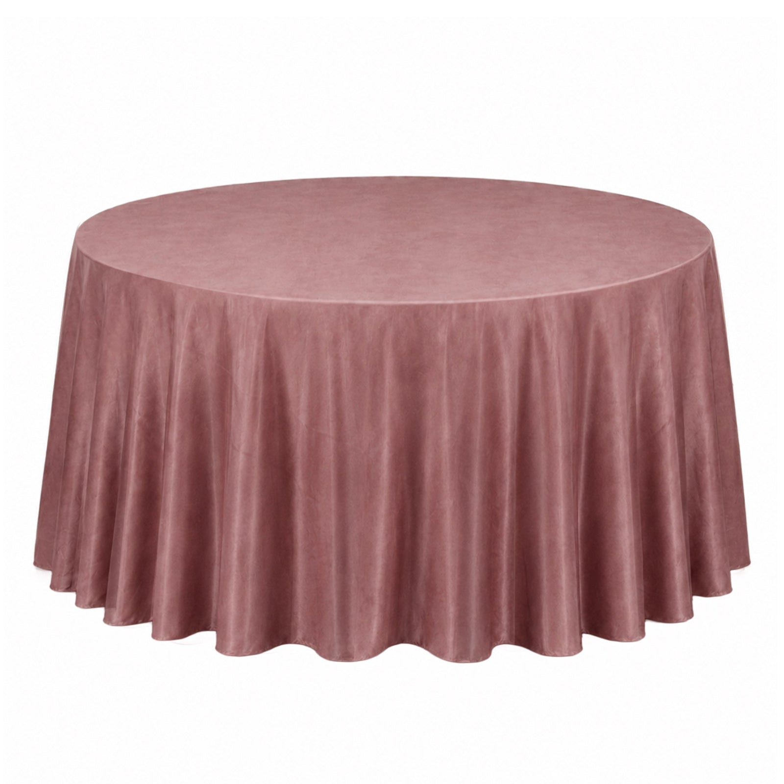 Dusty rose round tablecloth, soft and seamless, perfect for elegant dining.