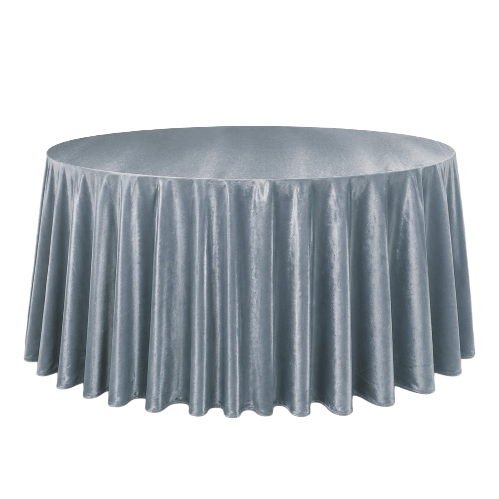 Dusty blue premium velvet round tablecloth, seamless and reusable.