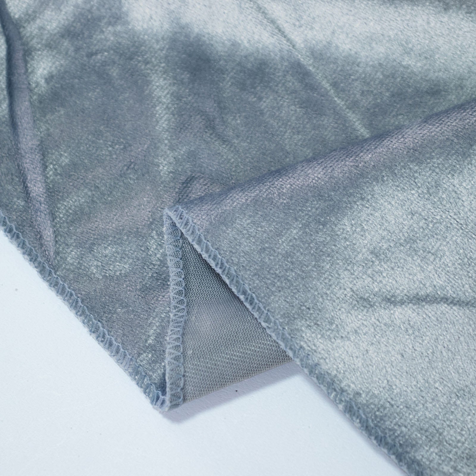 Dusty blue premium velvet round tablecloth, seamless and reusable.