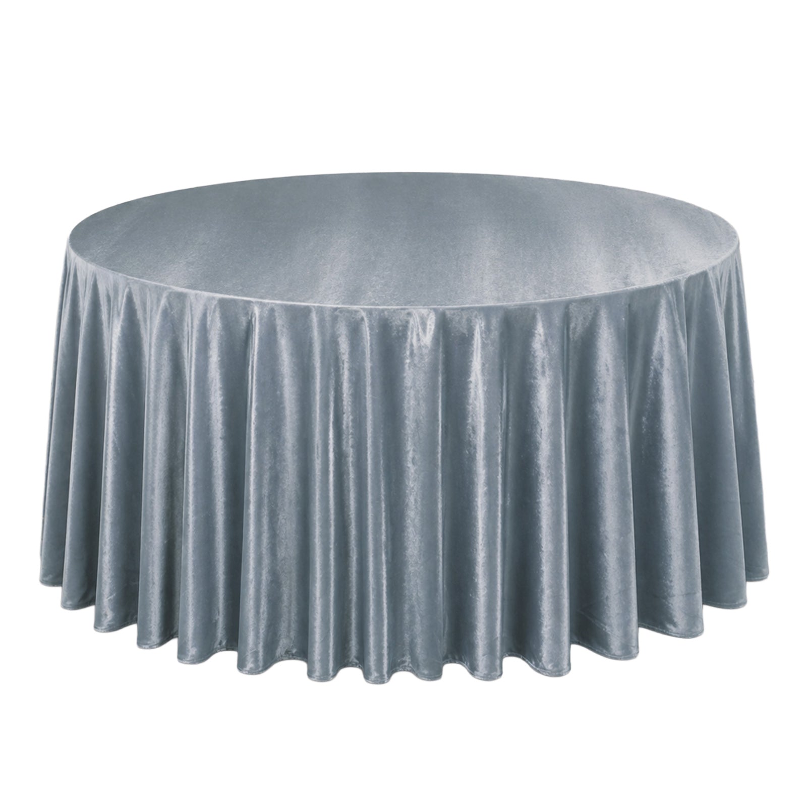 Dusty blue premium velvet round tablecloth, soft and seamless design.