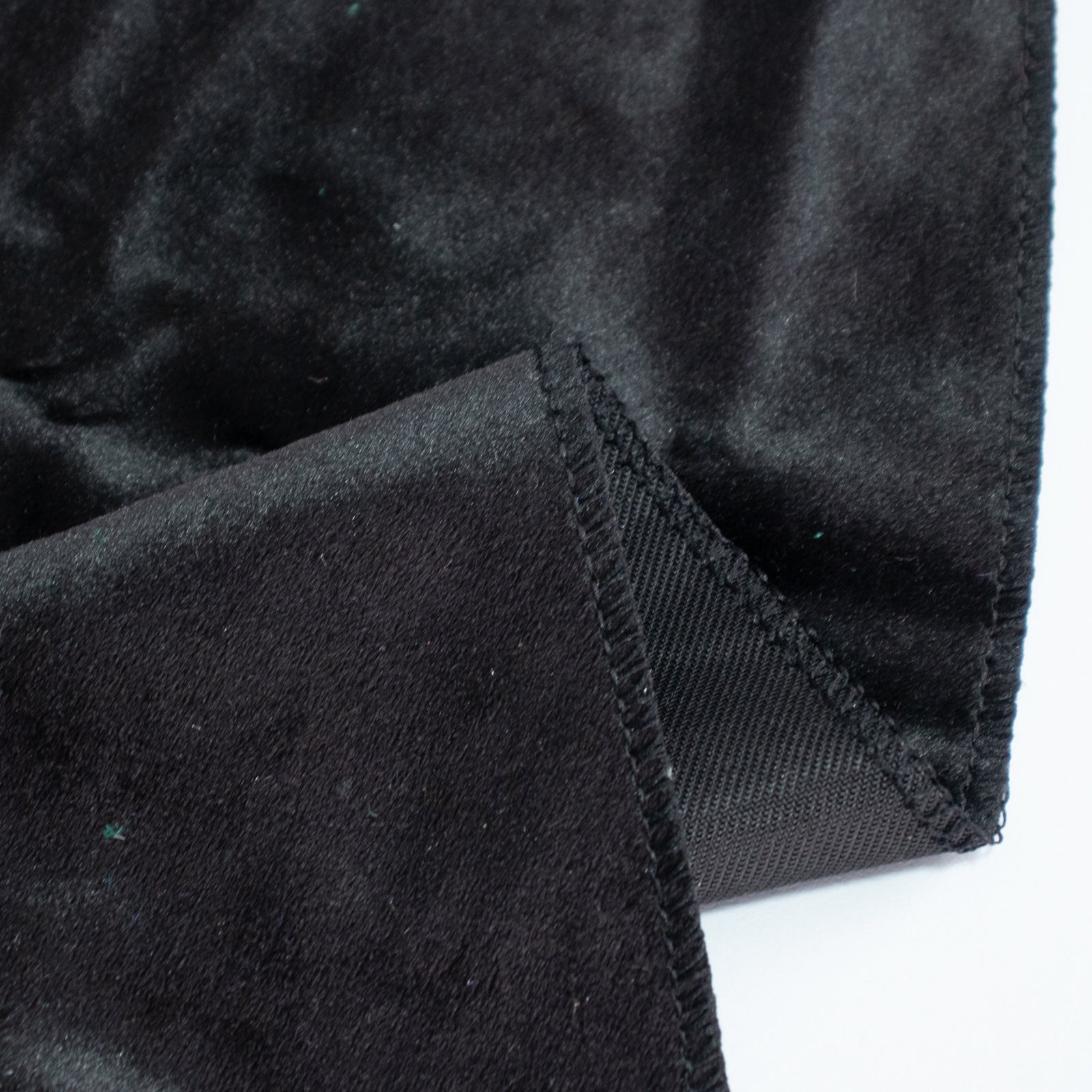 Premium black velvet round tablecloth, seamless and reusable.
