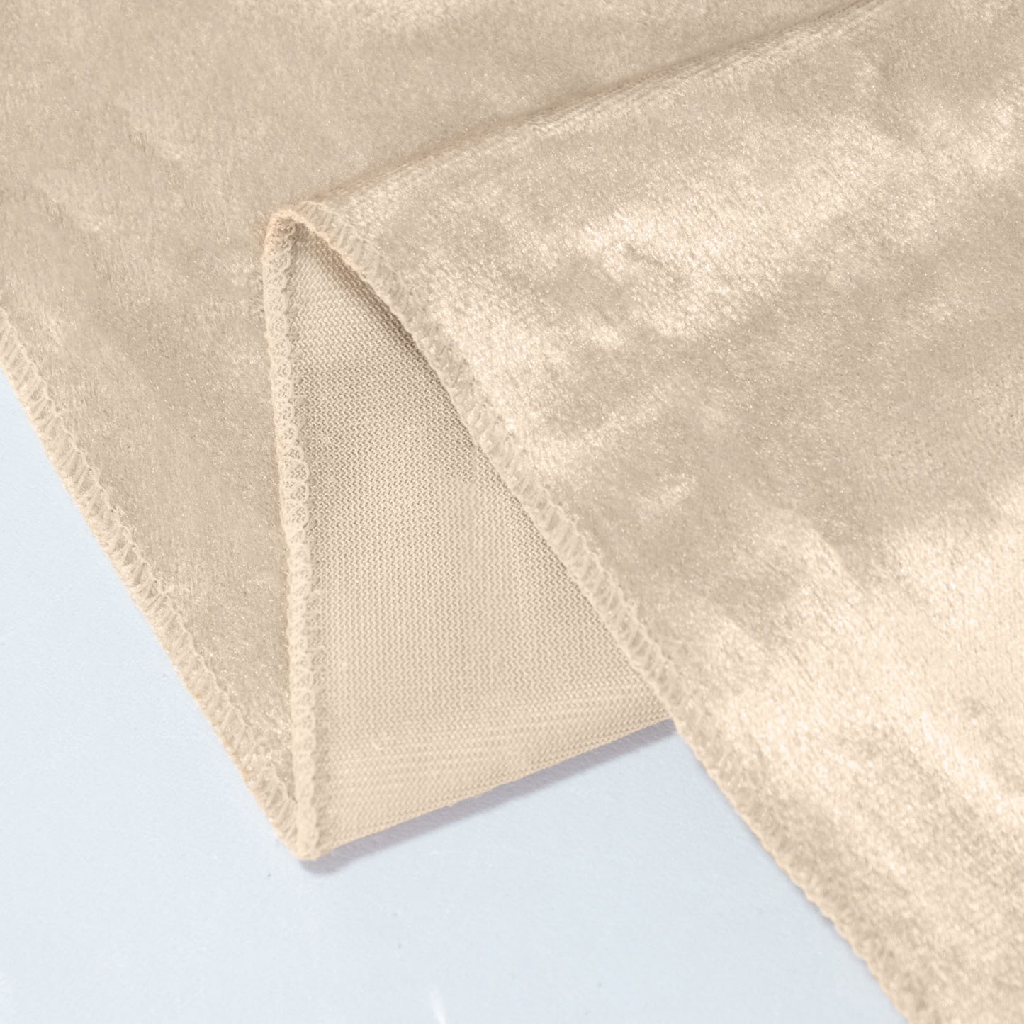 Champagne round velvet tablecloth, soft and seamless design.