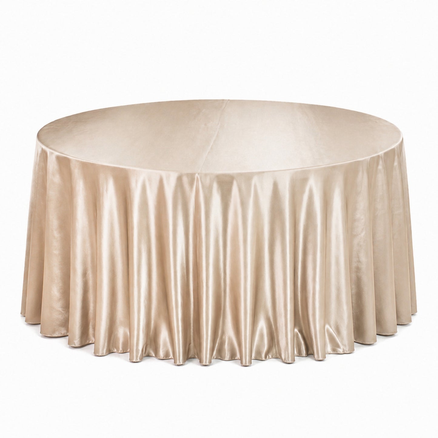 Champagne round velvet tablecloth, reusable and seamless.